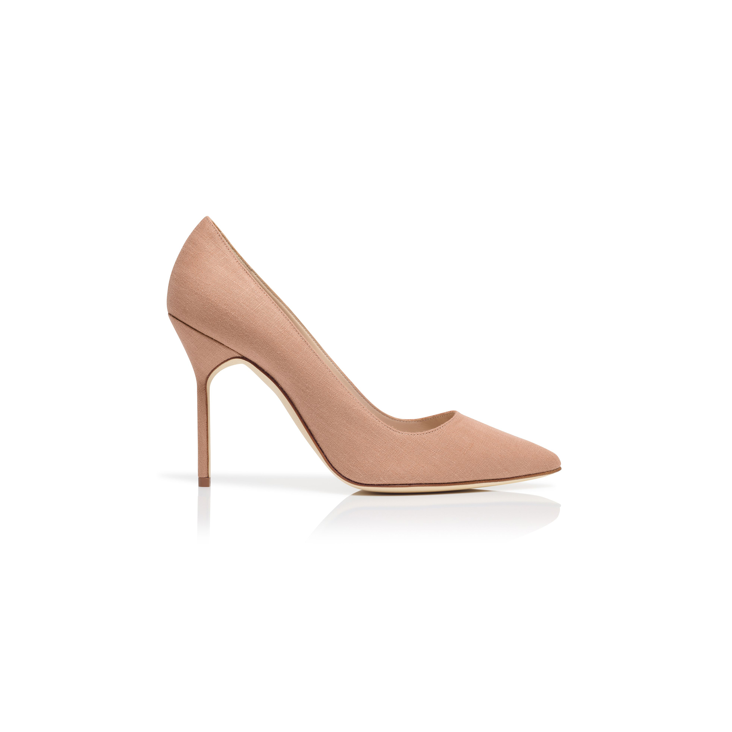 MANOLO BLAHNIK BB BROWN LINEN POINTED TOE PUMPS 119-0622-0035